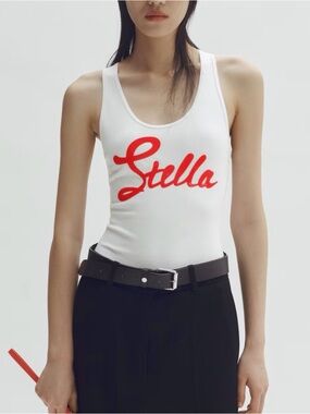 Stella McCartney H&M White Ribbed bodysuit with printed motif